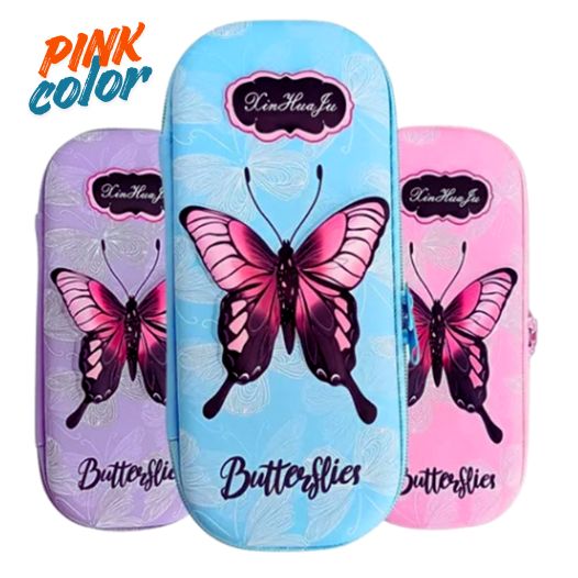 3D pencil Box Cartuchera Tapa Dura 1 Piso Relieve Mariposas, Okidoki